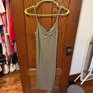 Olive Green Spaghetti Strap Dress